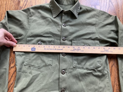Camicia vintage US Army uomo taglia media verde oliva utility raso militare grunge - Foto 7 di 10
