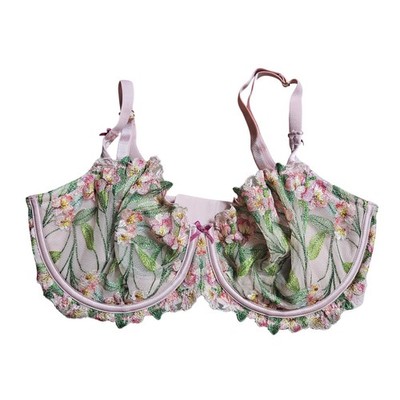Victoria's Secret Dream Angels Lily Embroidery Balconette Bra 36 DD Coquette