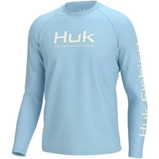NEW Huk Performance Fishing Long Sleeve Shirt Men's Large Blue Sun Protection