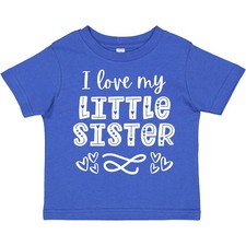 Inktastic I Love My Little Sister With Hearts Toddler T-Shirt Siblings Big Kids