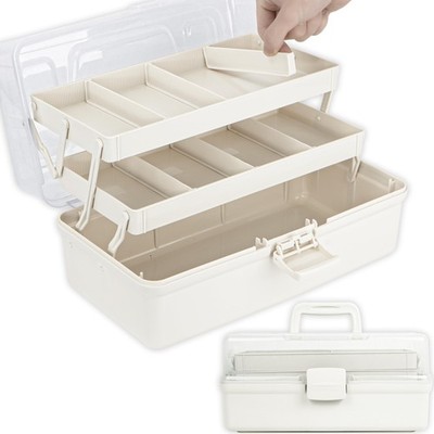 14in 3-Layer Multipurpose Craft Organizers and Storage with Adjustable Divide...