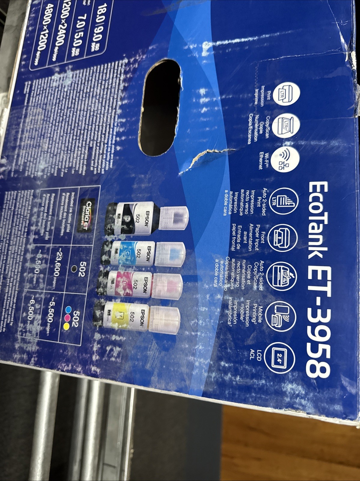 Epson EcoTank ET-3958 Wireless All-in-One Color Supertank Printer ...