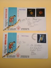 Bhutan 1973 Flüssigkristall Pfadfinder Briefmarken Ersttagsbriefe extrem selten ungewöhnlich