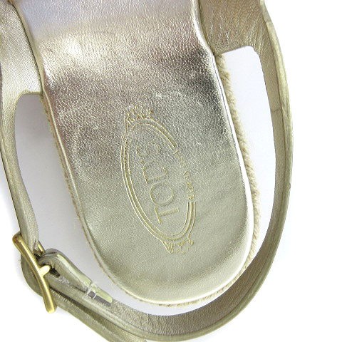 Women 6.5US Tod'S Strap Sandals Espadrille Metallic Silver 37 Women'S - Picture 3 of 7