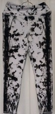 EVOLUTION AND CREATION CROPPED LEGGINGS ladies size M black white ink print