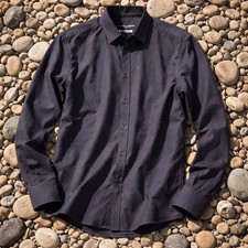 Dolce & Gabbana Martini Herringbone Navy Blue Dress Shirt 18/45