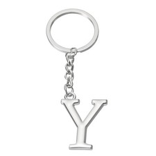 Initial Letter Key Chain Letter Y Key Chain Pendant Key Ring Silver