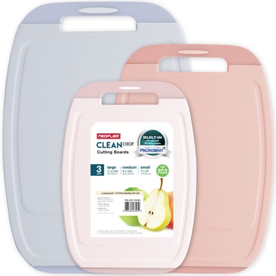 Microban Protection Cutting Board 3 Piece Set Stain & Odor/bpa Free Reversable B