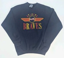 Vintage Atlanta Braves Sweatshirt Winged Ball Large Blue Crewneck 1980s Logo 7