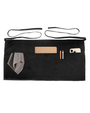 Server Aprons with 4Pockets Unisex Waitress Waiter Waist Apron Half Black 11.5''