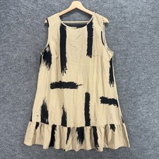 SheIn Dress Women XL Beige Striped Mini Short Sleeveless Curve Round Neck Casual