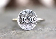 Moon Phase Ring Triple Moon Goddess Ring Witch Ring Crescent Moon Ring