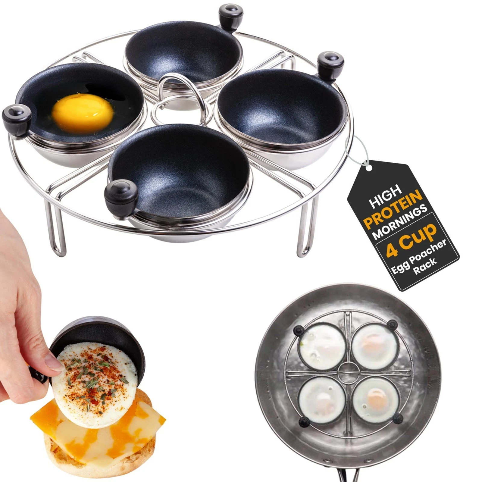 Stainless Steel Egg Poacher Insert - Nonstick Poached Egg Cooker, PFOA Free, 7.2
Opens in a new wind