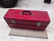 Red Metal Tool Box with Handle