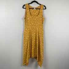 Pact Dress Large Yellow Floral Bloom Fit Flare Handkerchief Yellow Pockets