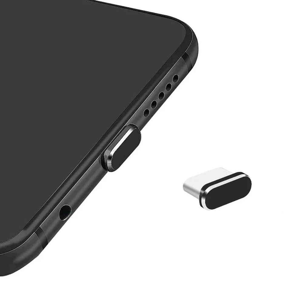 Enchufe antipolvo tipo C USB puerto de carga protector cubierta de metal para Smart 4 piezas Foto 2 de 4