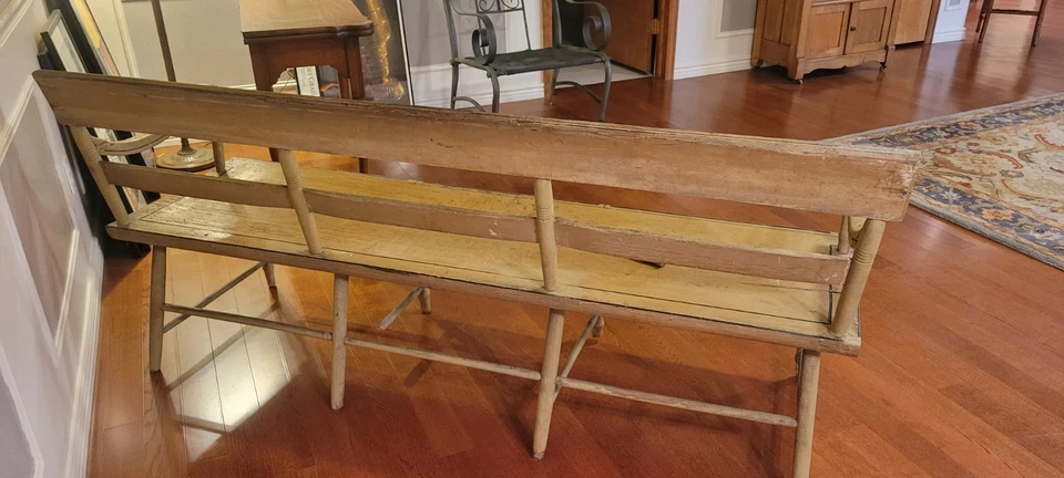 Antiguo banco holandés Pensilvania pintado del siglo XIX Foto 4 de 4