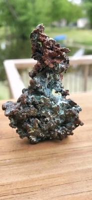 Keweenaw Peninsula Native Copper w/ Green Oxidation & Quartz   56.37g   Michigan