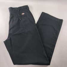 Dickies Straight Fit Flat Front Black Khaki Pants Teen Youth Men Size 14TL 34x33