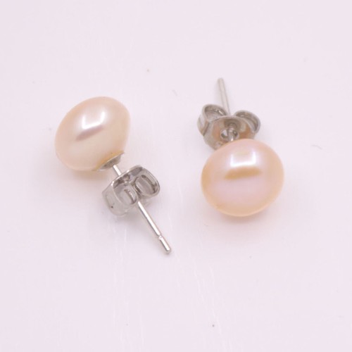 Pendiente de piedras preciosas redondas planas rosa natural de 8 mm joyería 1 par moda - Imagen 11 de 12