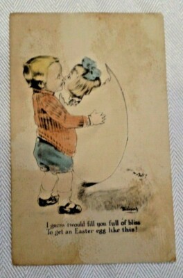  Fairman Co Easter Postcard Pink of Perfection Children sweet kissing Image used