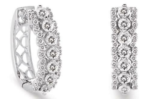 FILA AMPI ORECCHINI A CERCHIO HUGGIE FILIGRANA ORO BIANCO 14KT DIAMANTE 1 57CT 3 FILE