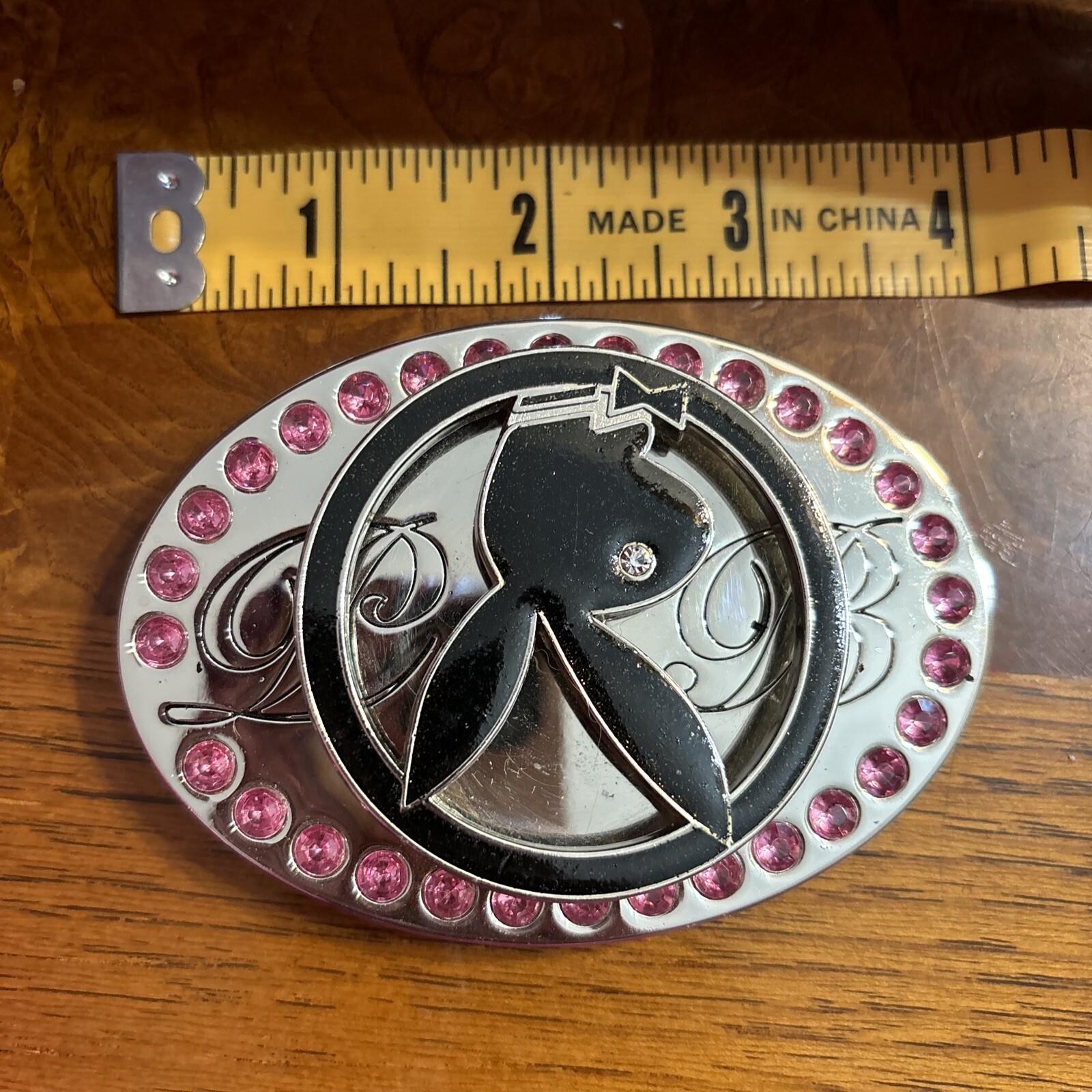Playboy Bunny Spinning Belt Buckle Gem