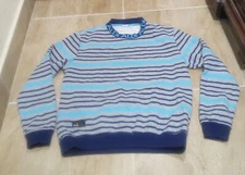 Official ALDI Gear Employee Sweatshirt Striped Gray Blue Uniform Pullover Sz L