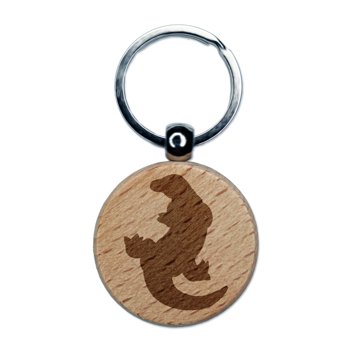 Llavero redondo de madera maciza grabada dragón Komodo etiqueta encanto