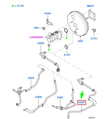 Ford Mondeo MK4 Bremskraftverstärker Vakuumrohr RHD 6G91-2420-BKF 1465709 Neues