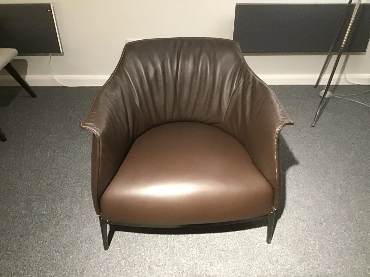 Ex Display Poltrona Frau Archibald Brown Leather Armchair Jean