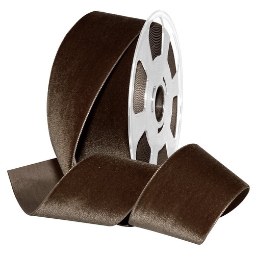 Luxurious 2" x 11 Yards Espresso Velvet Ribbon - Swiss Imported Nylon Quality - Picture 2 of 2