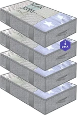 Underbed Storage Bags Organizer, 4 Pack Large Capacity under Bed Storage Contain