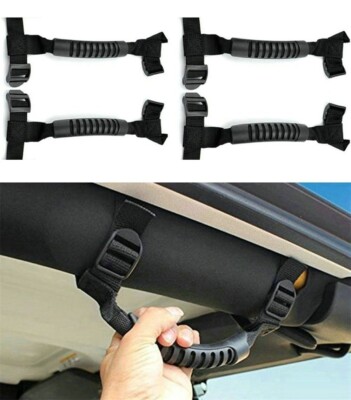 Black Roll Bar Grab Handles Grip Fits Jeep Wrangler TJ JK JT JL (1955-2026) 4Pcs