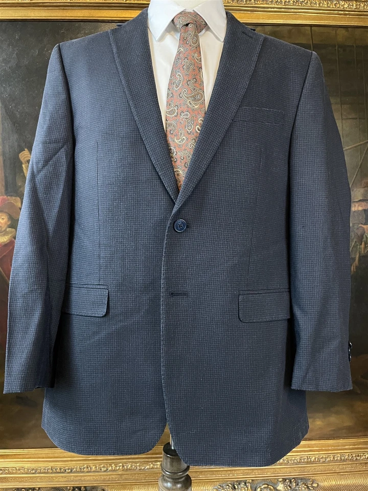 Blazer Chaqueta Deportiva Calvin Klein 42R Azul Oscuro Negro Diente de Cachorro Seda y Lana 2Btn Foto 2 de 4