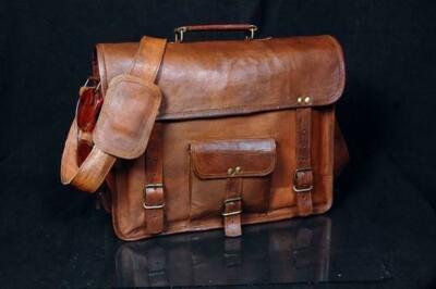 Men's Large Compartment Messenger Bag Shoulder Laptop Briefcase 17'' Leather Bag 