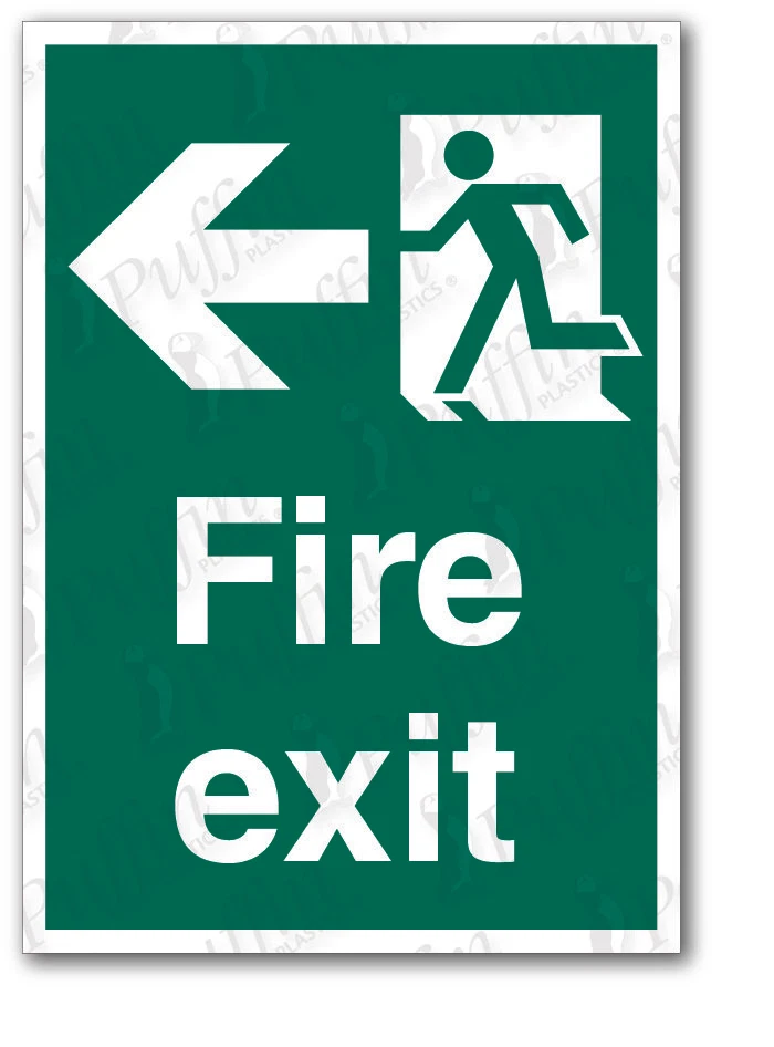 PUFFIN PLASTICS Fire Exit Left Sign