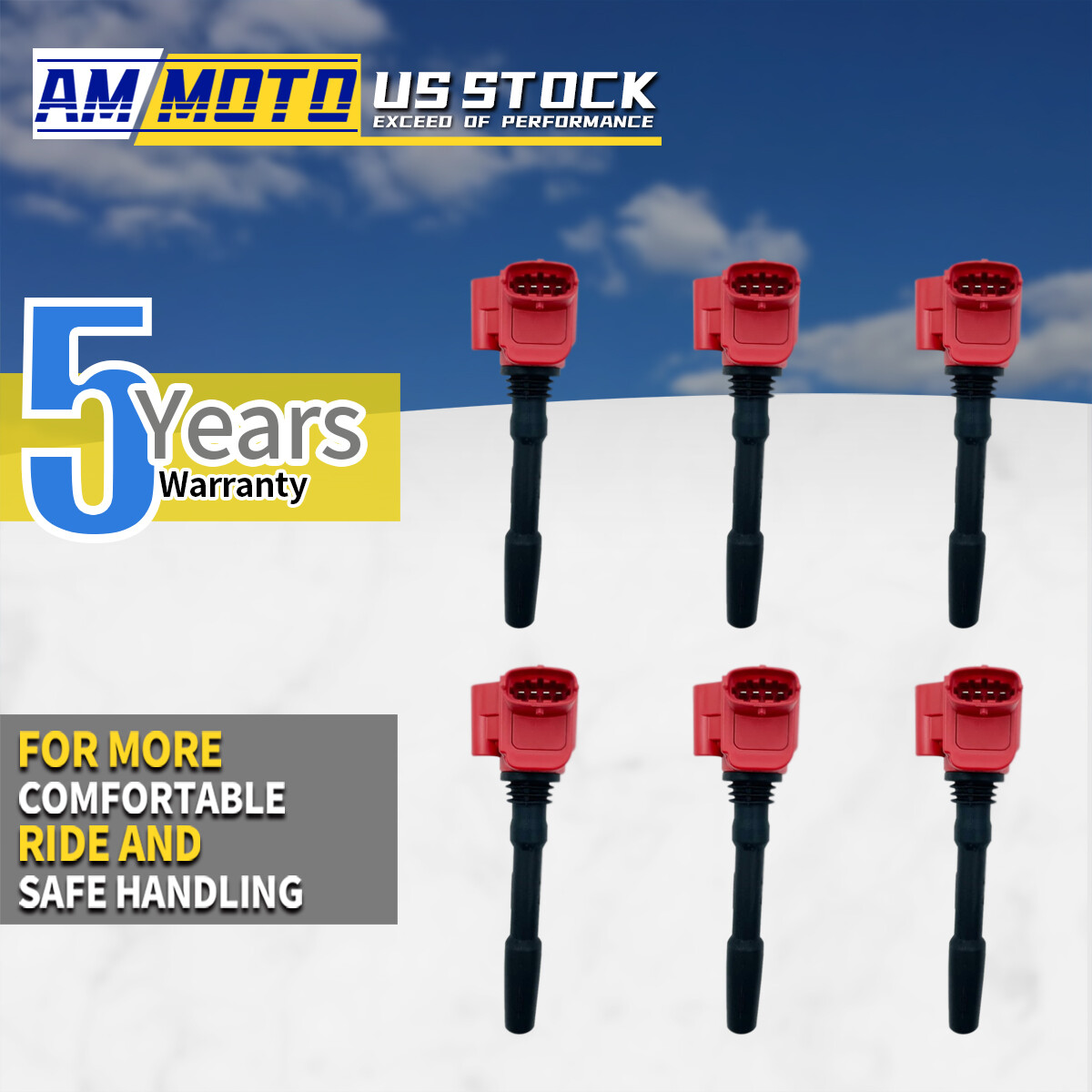Red 6X Ignition Coil Enhanced For Maserati Ghibli Levante Quattroporte 288233