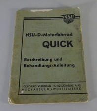 Manuale uso e manutenzione NSU D moto Quick Stand 10/1936