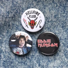 EDDIE MUNSON BUTTON SET (1.25”) - pin badge stranger things 80s hellfire club