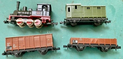 MINITRIX N Locomotive vapeur 030 + 3 wagons marchandises boite origine # 2914 - Photo 1/4