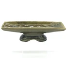 Vtg McCoy Avocado Green MCM Retro Planter Elongated Rim Succulents Dark Academia
