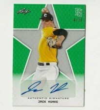 2020 JACK HUNKE LEAF PERFECT GAME AUTO GREEN PARALLEL ROOKIE #4/10  NICE