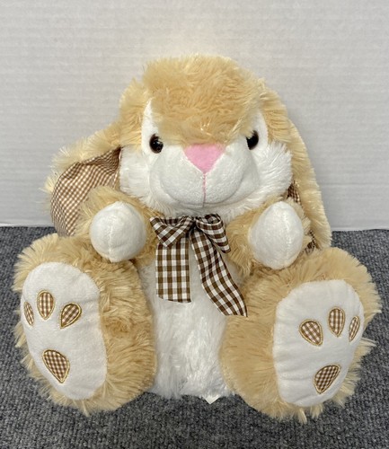 Best Made Toys Tan Bunny Rabbit Plush Stuffed Tan Brown Checked Bow ...