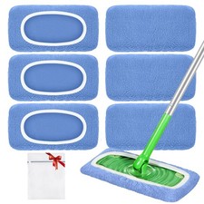 Reusable Mop Pads Compatible with Swiffer Sweeper Mop, 6 Pack, Blue