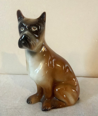Vintage Sitting BOXER DOG Figurine 5.5'' - Made In Brazil EUC