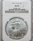 1996 Silver Eagle  NGC MS70