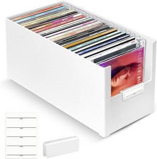tutata CD Storage Box, Stackable Plastic CD Organizer, Hold Up to 25 CDs, CD Sto