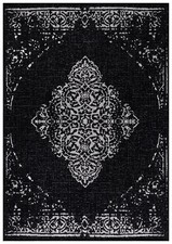 Terrassen Outdoor Teppich Wasserdicht Vintage Stil  Schwarz Robust & Zeitlos