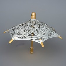 WHITE Battenburg Lace Parasol 8" inch Diameter Small Table Decor